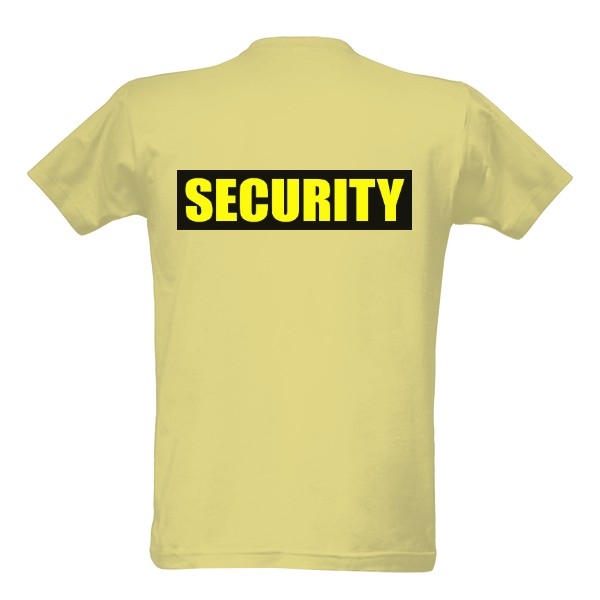 Tričko s potlačou Security žluté písmo a cerny obdelnik