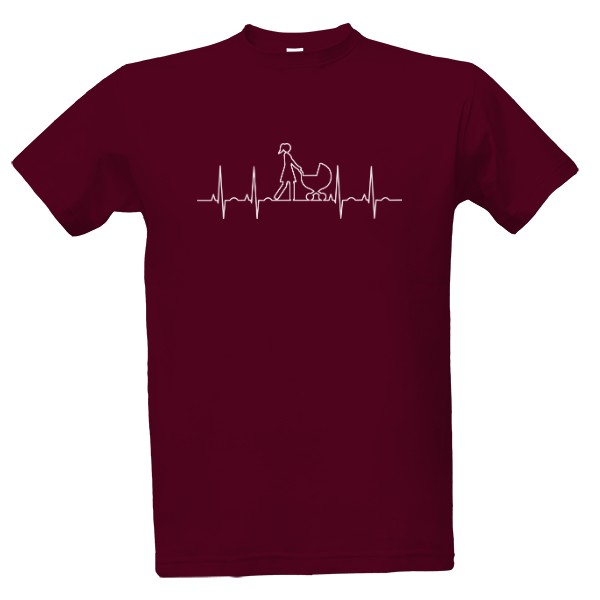 Tričko s potiskem EKG žena a kočárek