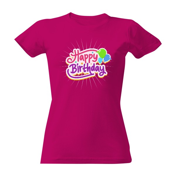 Tričko s potlačou Happy birthday - barevné