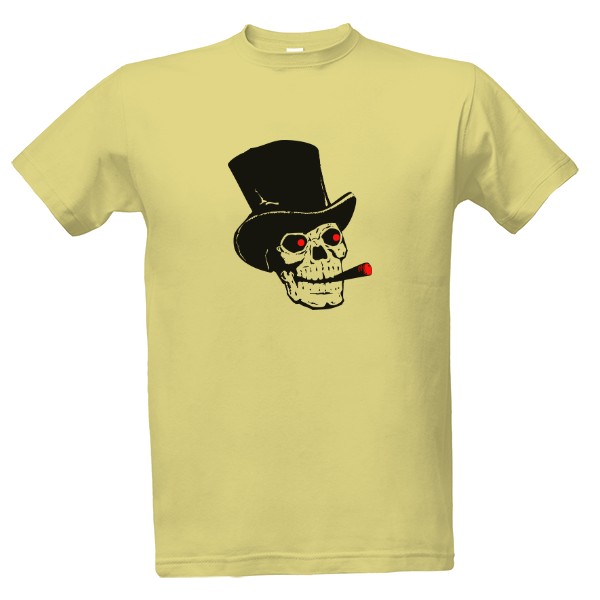 Tričko s potlačou Lebka cylindr zigaro klobouk 
