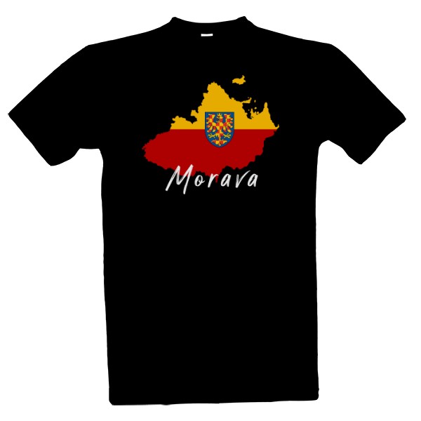 Tričko s potiskem Morava mapa v barvách moravské bikólory