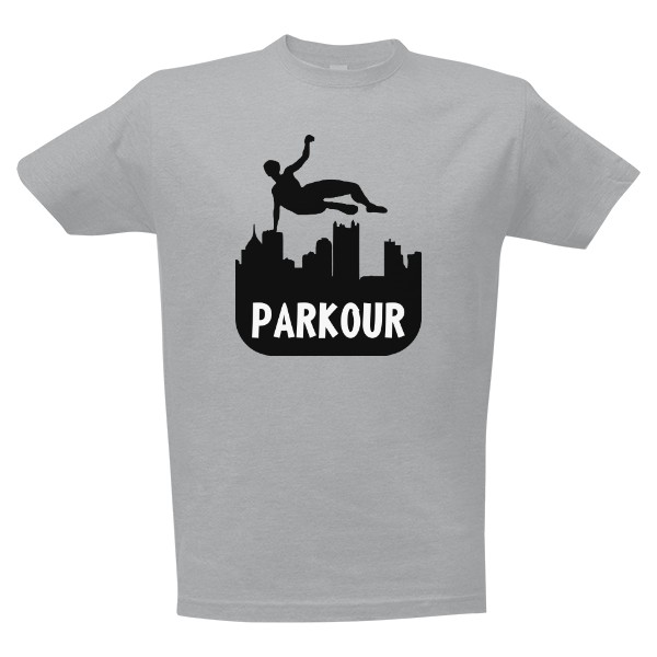 Tričko s potiskem Parkour skok přes město