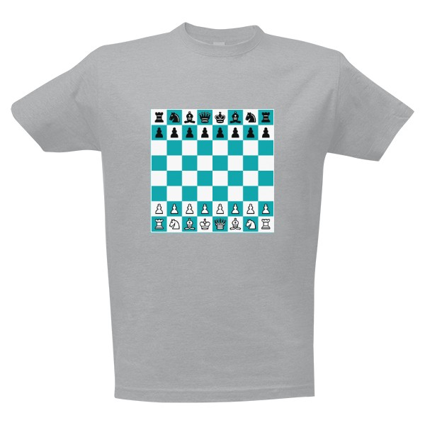 Tričko s potlačou Šachovnice tyrkis