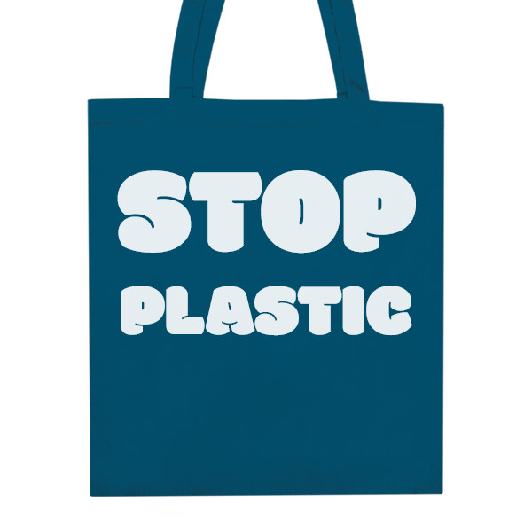 Nákupní taška unisex s potlačou STOP Plastic - bílá
