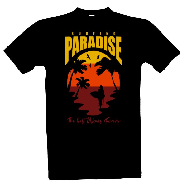 Tričko s potlačou Surfing Paradise zlutý